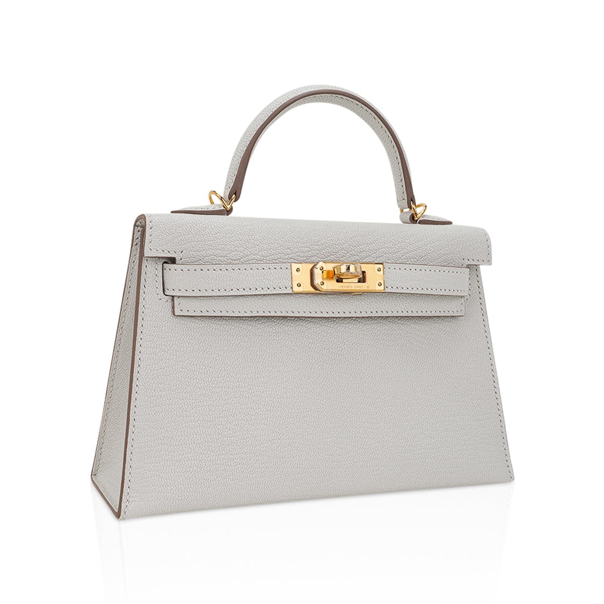 Mini Kelly 20 Bag Sellier Mushroom Chevre with Gold Hardware