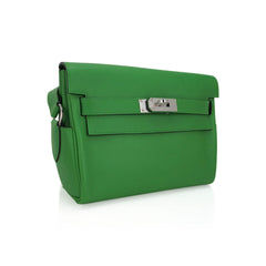 Kelly Messenger 25 Bag Vert Yucca Evercolor Leather with Palladium Hardware